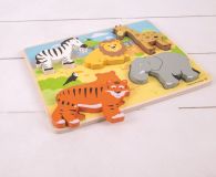 Dřevěné hračky Bigjigs Toys Hrubé vkládací puzzle safari