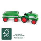 Dřevěné hračky small foot Dřevěný traktor s vlečkou zelený