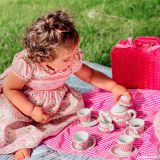 Dřevěné hračky Tidlo Nádobí na piknik v růžovém košíku