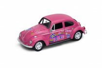 Dřevěné hračky Welly Volkswagen Beetle model 1:34 růžový duhový