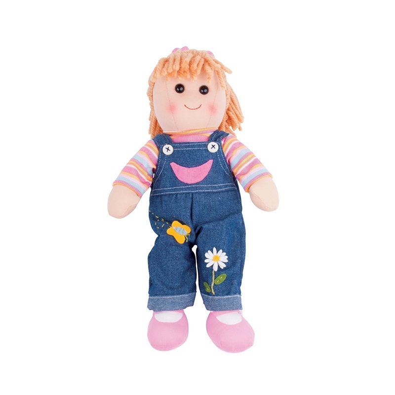 Dřevěné hračky Bigjigs Toys Látková panenka Penny 38 cm