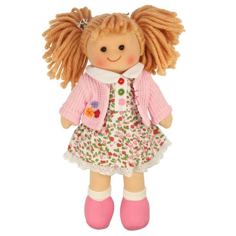 Dřevěné hračky Bigjigs Toys Látková panenka Poppy 28 cm