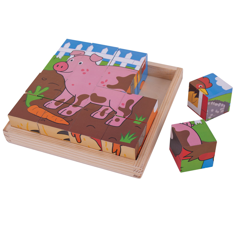 Dřevěné hračky Bigjigs Toys Obrázkové kostky farma