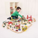 Dřevěné hračky Bigjigs Rail Dřevěná vláčkodráha doprava 125 dílů