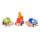 Dřevěné hračky Bigjigs Toys Dřevěná barevná autíčka na natahování