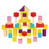 Dřevěné hračky Bino Kostky v kyblíku 50 ks nové barvy