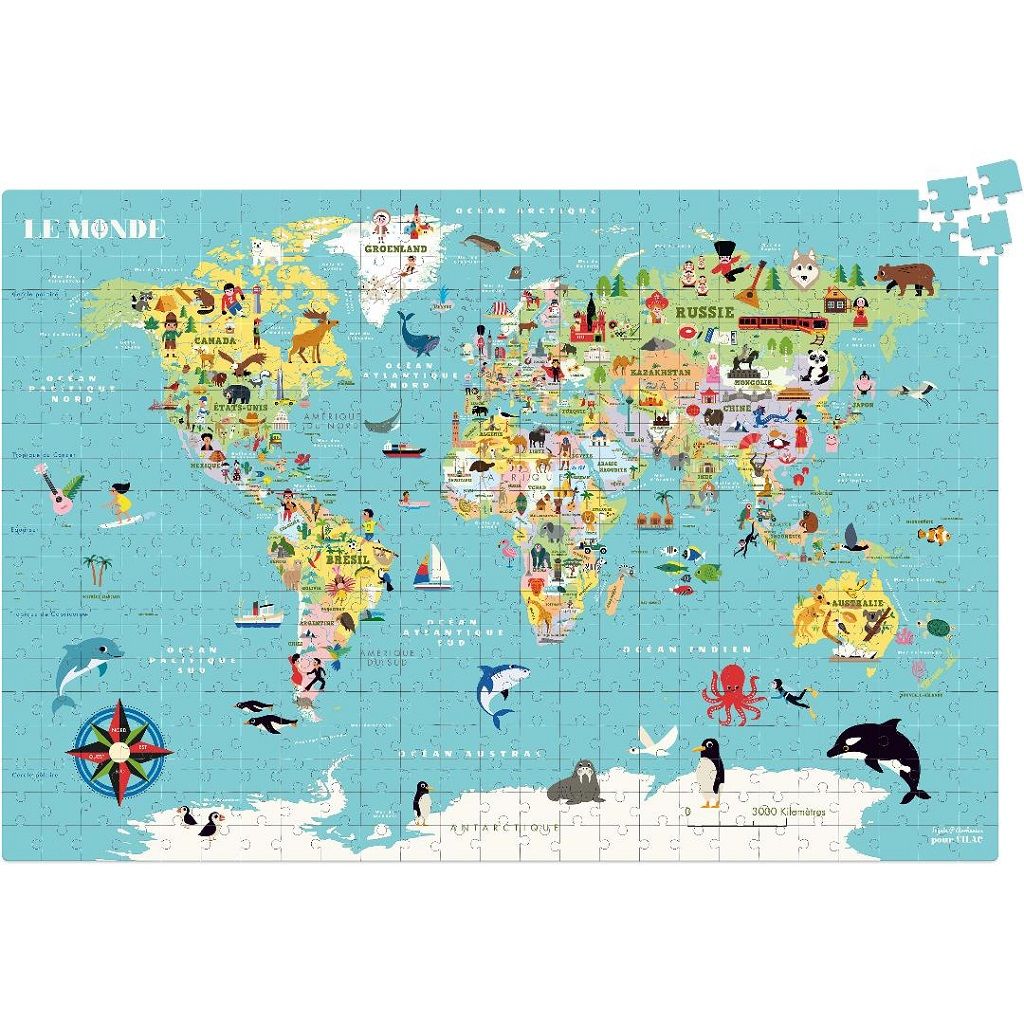 Dřevěné hračky Vilac Puzzle Mapa světa 500 dílků