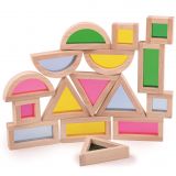Dřevěné hračky Bigjigs Toys Barevné tvary senzorické přírodní