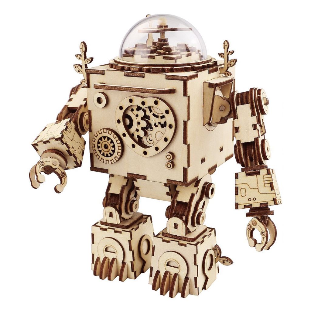 Dřevěné hračky RoboTime 3D skládačka hrací skříňky Robot Orfeus