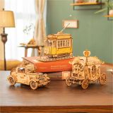 Dřevěné hračky RoboTime dřevěné 3D puzzle Historická tramvaj