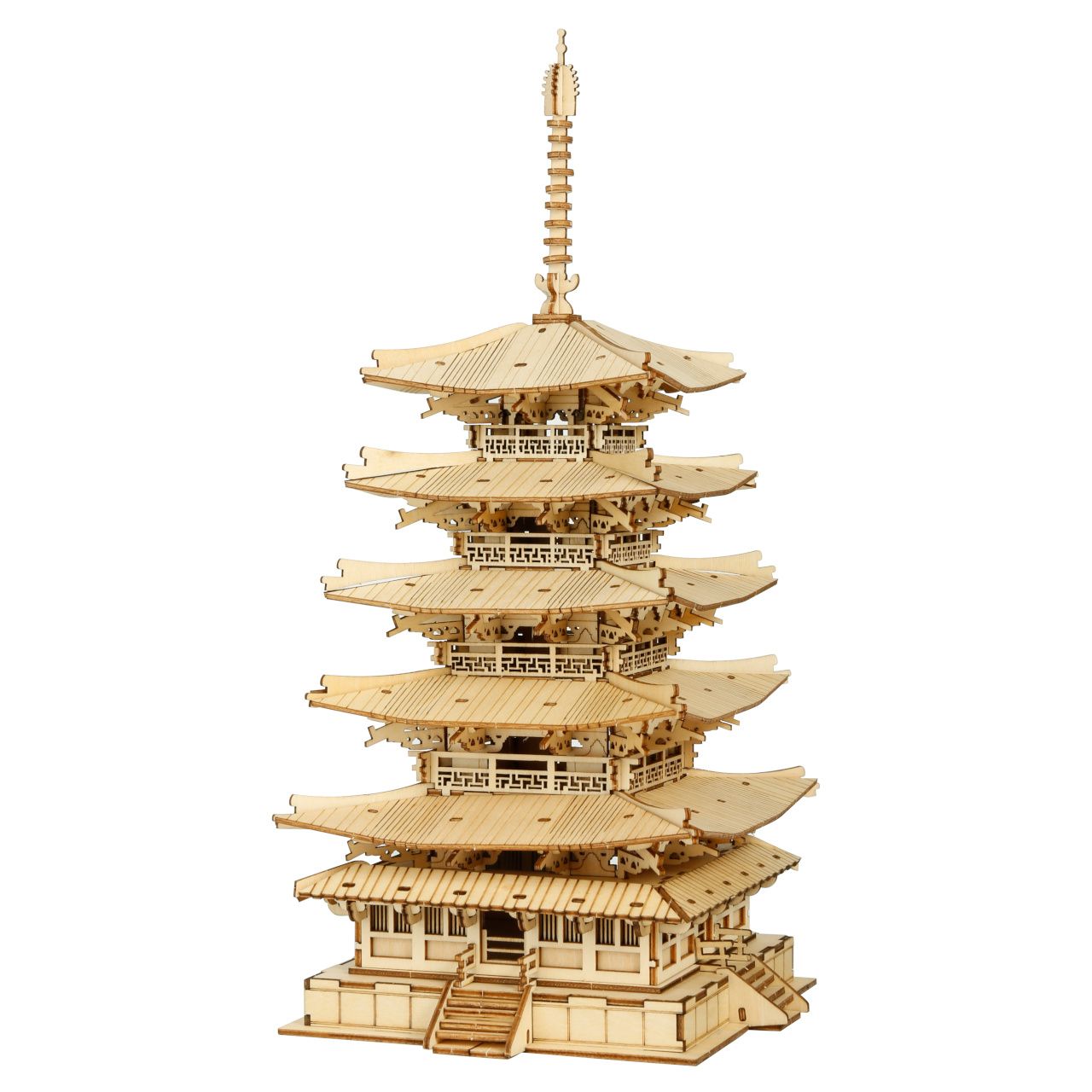 Dřevěné hračky RoboTime dřevěné 3D puzzle Pětipatrová pagoda
