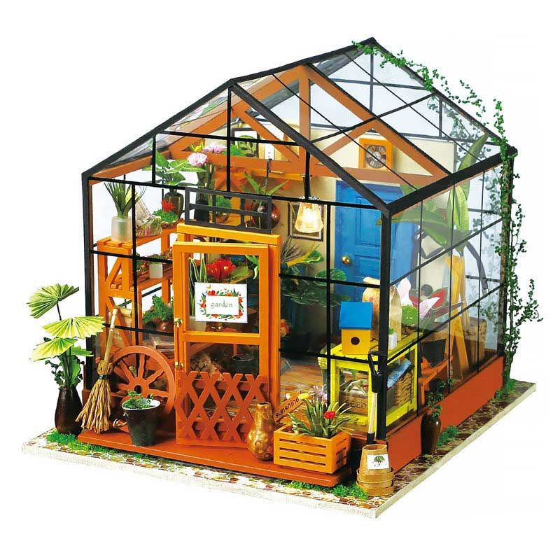 Dřevěné hračky RoboTime miniatura domečku Skleník