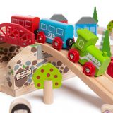 Dřevěné hračky Bigjigs Rail Dřevěná vláčkodráha s venkovskou cestou 80 dílů