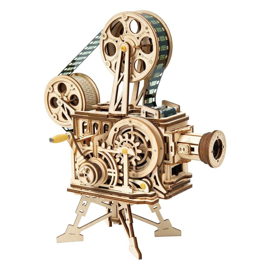 Dřevěné hračky RoboTime 3D dřevěné mechanické puzzle Filmový projektor