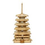 Dřevěné hračky RoboTime dřevěné 3D puzzle Pětipatrová pagoda