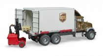Dřevěné hračky Bruder Nákladní auto Mack UPS s vysokozdvižným vozíkem