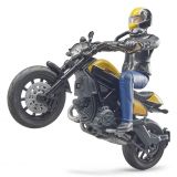 Dřevěné hračky Bruder 63053 BWORLD Motocykl Scrambler Ducati Cafe Racer s jezdcem