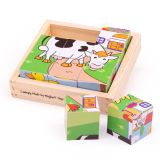 Dřevěné hračky Bigjigs Toys Obrázkové kostky kubusy Zvířátka 9 kostek