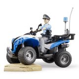 Dřevěné hračky Bruder BWORLD modrá čtyřkolka policie s figurkou