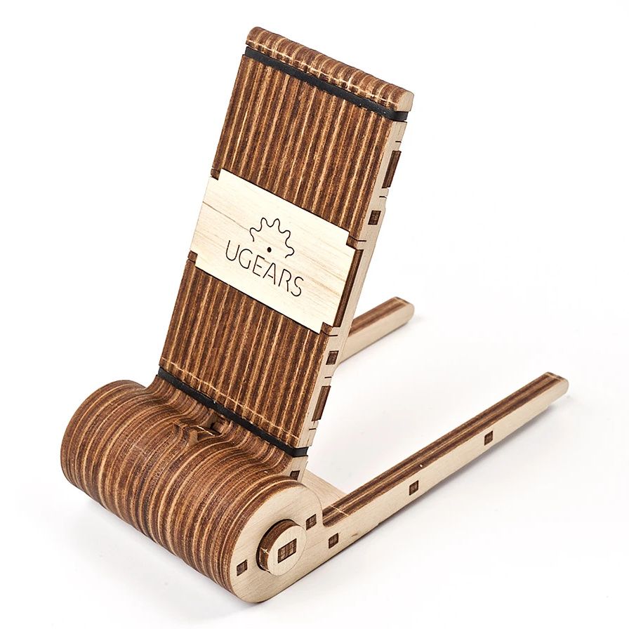 Dřevěné hračky Ugears 3D dřevěné mechanické puzzle Skládací stojan na telefon