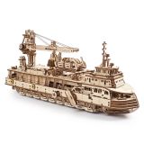 Dřevěné hračky Ugears 3D dřevěné mechanické puzzle Výzkumná loď
