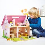 Dřevěné hračky Bigjigs Toys Přenosný dřevěný domeček pro panenky