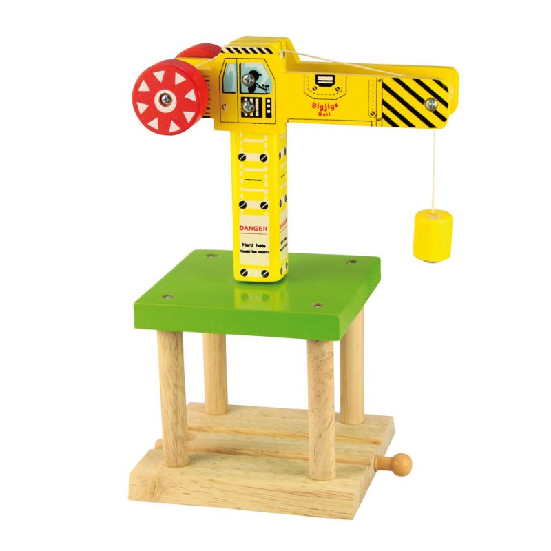 Dřevěné hračky Bigjigs Rail Velký jeřáb žlutý