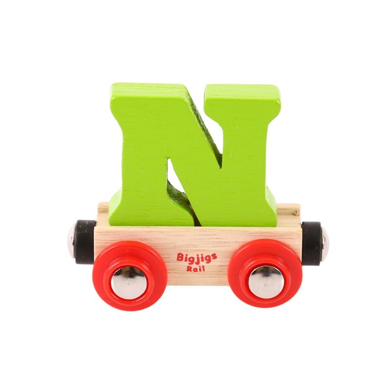 Dřevěné hračky Bigjigs Rail Vagónek dřevěné vláčkodráhy - Písmeno N