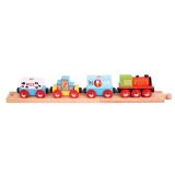 Dřevěné hračky Bigjigs Rail Vlak se zbožím + 3 koleje