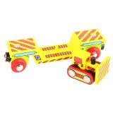 Dřevěné hračky Bigjigs Rail Vagon s buldozerem + 2 koleje