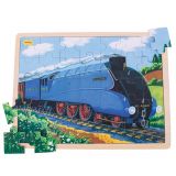 Dřevěné hračky Bigjigs Toys Dřevěné puzzle historický vlak Mallard 35 dílků