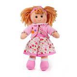 Dřevěné hračky Bigjigs Toys Látková panenka Kelly 34 cm