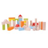 Dřevěné hračky Bigjigs Baby Barevné kostky v kyblíku 50 ks Bigjigs Toys