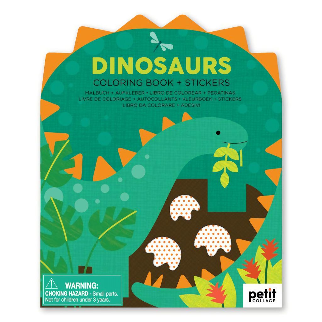 Dřevěné hračky Petit Collage Omalovánka se samolepkami dinosauři