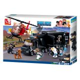 Dřevěné hračky Sluban Policie M38-B0659 SWAT mobilní základna a zloději ve vrtulníku