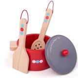Dřevěné hračky Bigjigs Toys Dřevěný set nádobí s puntíky