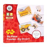 Dřevěné hračky Bigjigs Toys Puzzle 3v1 Stavební stroje
