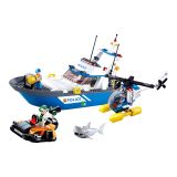 Dřevěné hračky Sluban Policie M38-B0657 Loď, vrtulník a zloděj v člunu