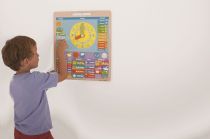Dřevěné hračky Bigjigs Toys Anglický magnetický kalendář s hodinami
