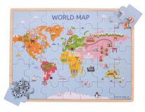 Dřevěné hračky Bigjigs Toys Dřevěná puzzle mapa světa