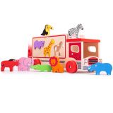 Dřevěné hračky Bigjigs Toys Dřevěné auto se zvířátky safari