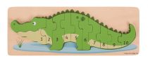 Dřevěné hračky Bigjigs Toys Vkládací puzzle krokodýl s čísly