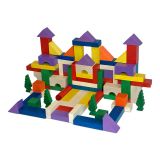 Dřevěné hračky EkoToys Dřevěné kostky barevné 100 ks