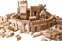Dřevěné hračky EkoToys Dřevěné kostky přírodní 220 ks XL