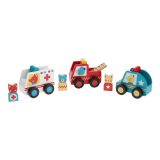 Dřevěné hračky Petit Collage Záchranářská autíčka s figurkami