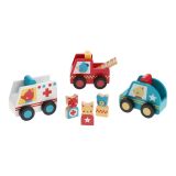 Dřevěné hračky Petit Collage Záchranářská autíčka s figurkami