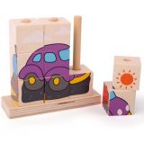 Dřevěné hračky Bigjigs Baby Nasazovací kostky dopravní prostředky Bigjigs Toys