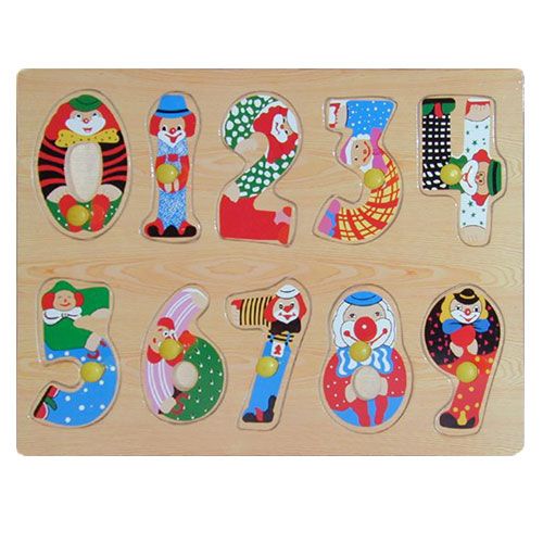Dřevěné hračky Dřevěná vkládačka číslice s klauny Vkládačky
