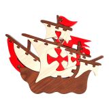 Dřevěné hračky Fauna Dřevěné vkládací puzzle z masivu loď Santa Maria