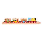 Dřevěné hračky Bigjigs Rail Nákladní vlak se zeleninou + 3 koleje